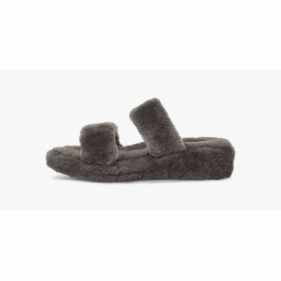 Chinelos UGG Fuzz Yeah Mulher Cinzentas Escuro | PT-XBMGQ